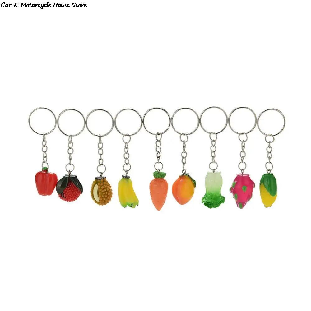 1pc Fruit Keychain Vegetables Car Key Chain Apple Banana Keyring Corn Mushrooms Key Ring For