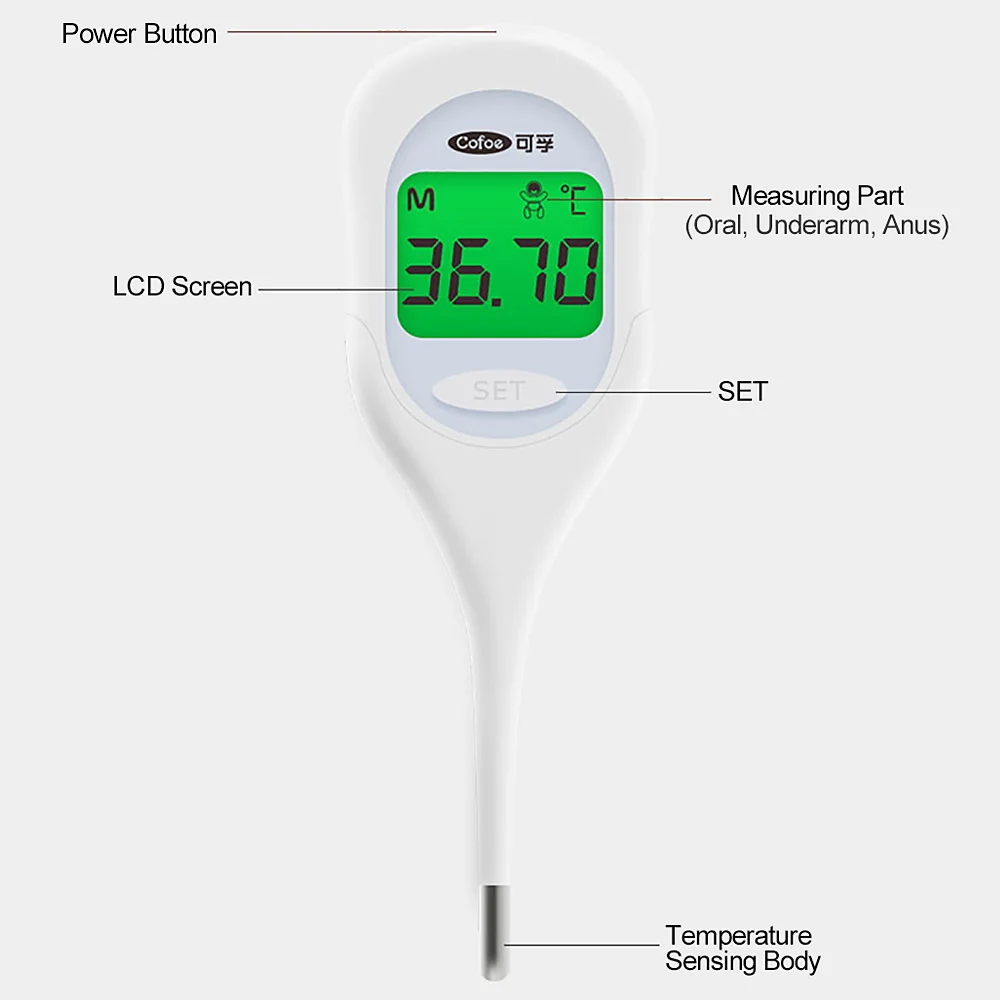 Cofoe Термометр овуляции Женский базовый электронный термометртермометр цифровой Датчик мягкой головки Точность