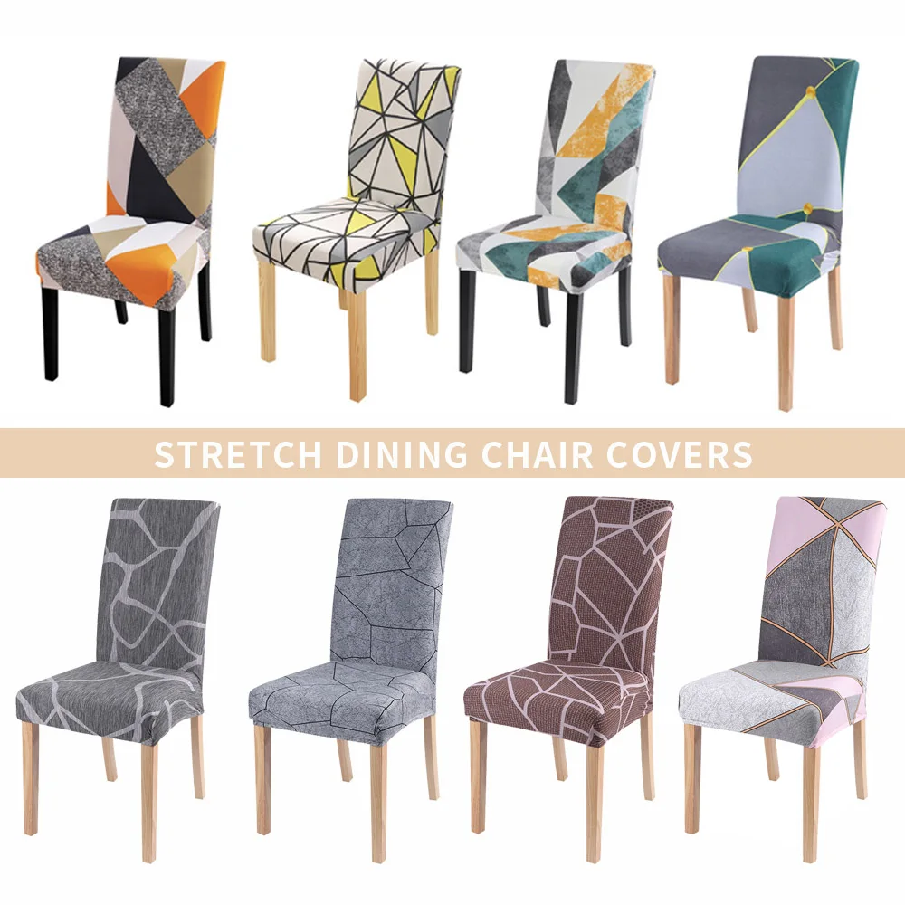 

1/2/4/6pcs Geometric Print Chair Cover Dining Chair Covers Spandex Stretch Slipcovers Protector Anti-Dust Home Hotel