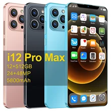 Téléphone portable i12 Pro Max débloqué Version globale, Smartphone, 12 go + 512 go, écran U de 6.7 pouces, Android 8.1