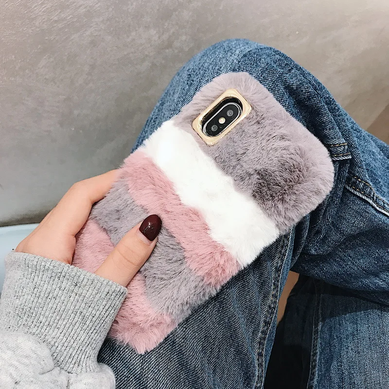 YISHANGOU Cute Warm Furry Fluffy Case for Apple IPhone 11 Pro Max XR XS MAX X 6 6S 7 8 Plus Soft TPU Fur Hair Cover Shell Coque