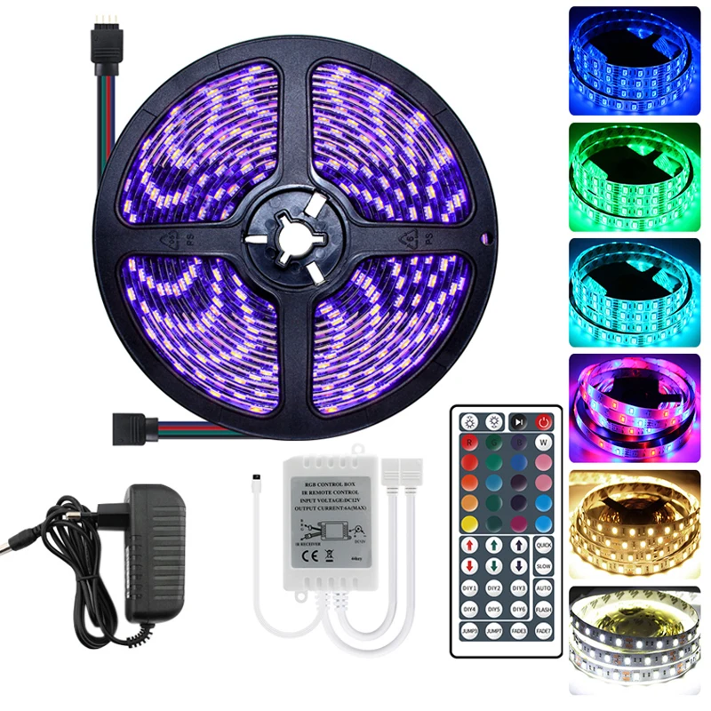 Светодиодная лампа Водонепроницаемая 12 В 5050 RGB RGBW RGBWW 5 м 10 15 светодиодная цветная