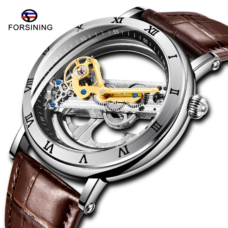 

FORSINING Watches For Mens Automatic Mechanical Fashion Dress Skeleton Wrist Watch Leather Strap Band Analog Clock
