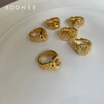 

Retro simple personality insert letter chain ring fashion index finger ring female