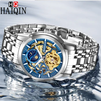 

HAIQIN men's mechanical watches Tourbillon Skeleton watch men top brand luxury automatic men wristwatch Male watch reloj hombre