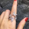 Luxury Butterfly Open Adjustable Rings For Women Full Crystal Wedding Rings Rose Gold Fashion Finger Ring Female Engagement Ring ► Photo 2/5