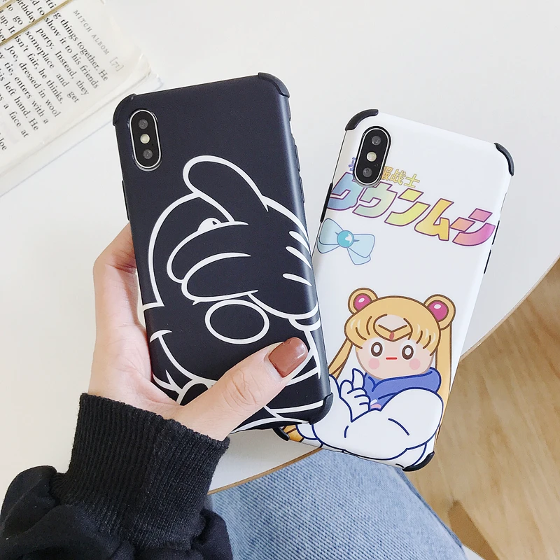 

for iphone XS max XR X Sailor moon Anti-knock Shockproof Case for iphone 8plus 7 8 6s Plus Corner anti-fall Sakura Cookie cover