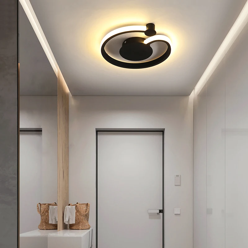 

New porch aisle corridor balcony bedroom ceiling lights black/white aluminum modern LED ceiling lamp surface mounted