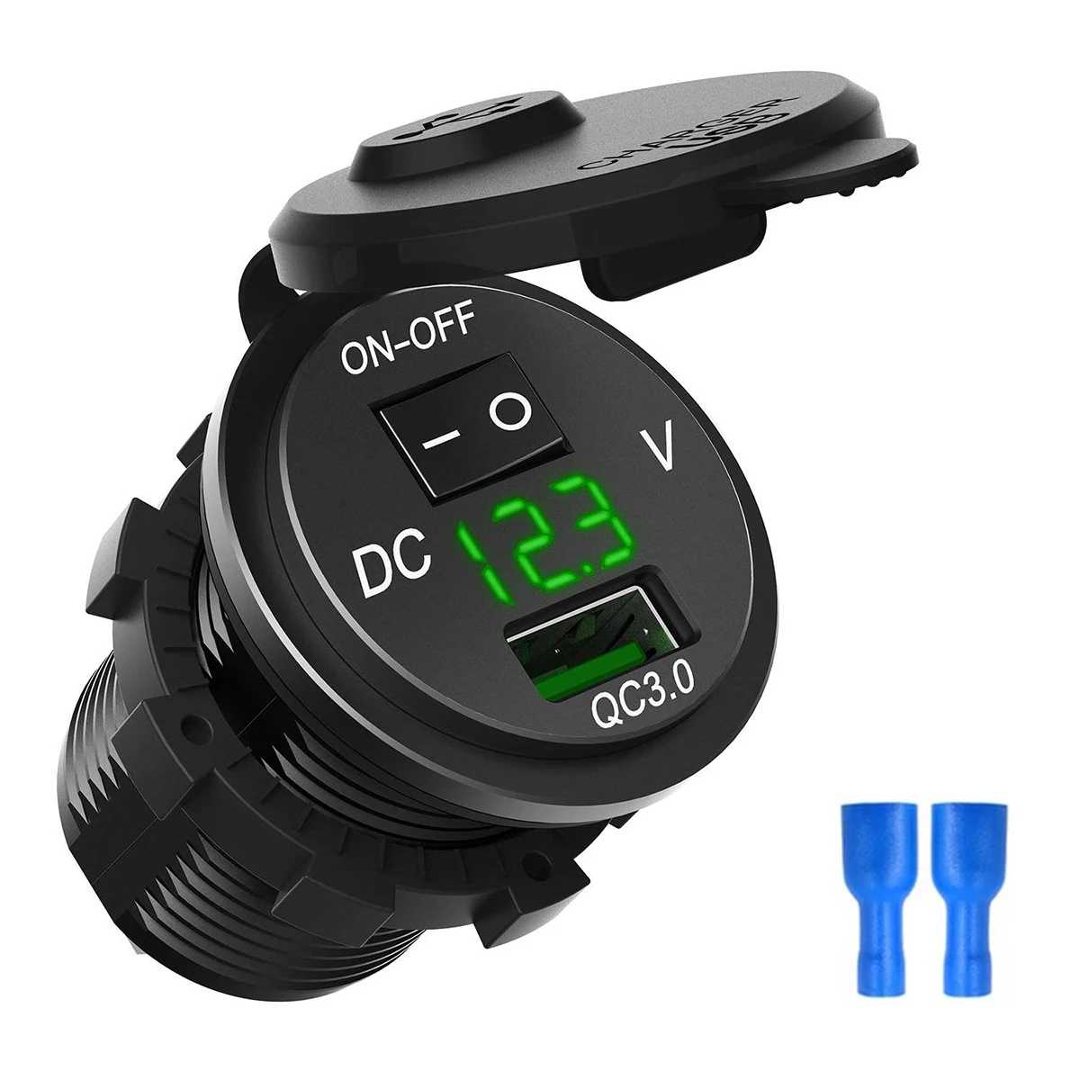 

SOONHUA QC 3.0 USB Car Charger With Voltage Display ON-OFF Switch USB Charging Socket For Motorcycle Car Chargers Dropshipping
