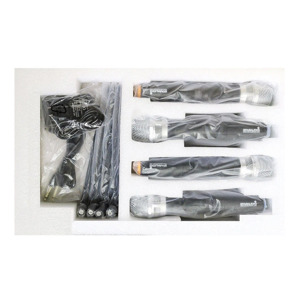 4ch microphone system wireless pa dj party church handheld mic