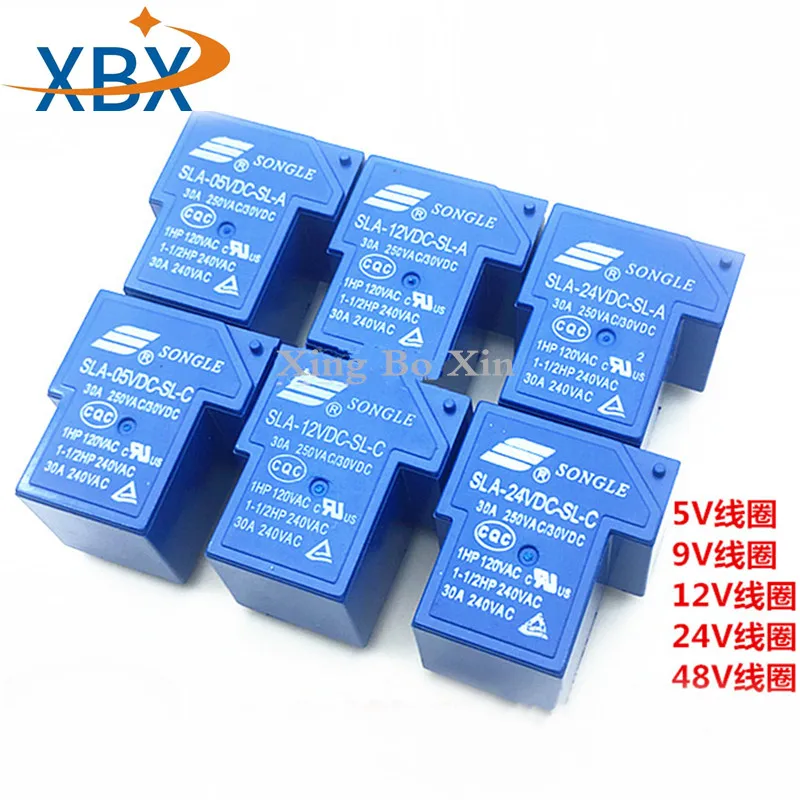 10 шт. новые оригинальные автомобильные реле SLA-05VDC-SL-A SLA-09VDC-SL-A SLA-12VDC-SL-A DC5V 09V 12V 24V 30A