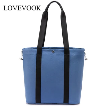

LOVEVOOK women shoulder bag large capacity Tote bags for ladies 2020 multifuctional busket bag soft canvas women handbag string
