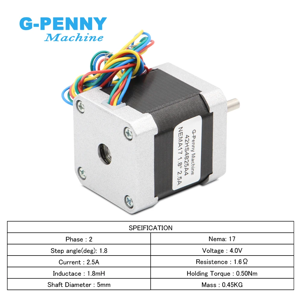 Livraison gratuite! Moteur pas à pas NEMA17, 5.0kg.cm 42x48mm, 2,5a 71oz-in 0,50 nm pour imprimante CNC et 3D