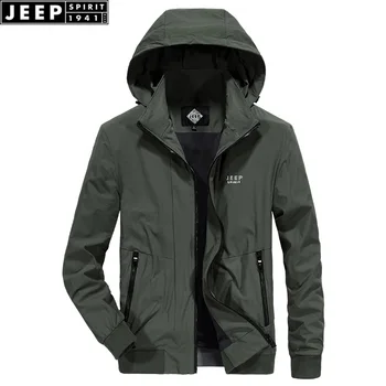 

JEEP SPIRIT Waterproof Jacket Men Military Jackets Coats Hooded Casual Outdoor Jacket Men Windbreaker Veste homme Size M-4XL