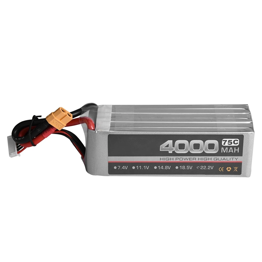 

Hot 4000mAh 22.2V 75C XT60 Plug Rechargeable LiPo Battery for RC Models larger capacity storage 100 cycles of charge and dischar