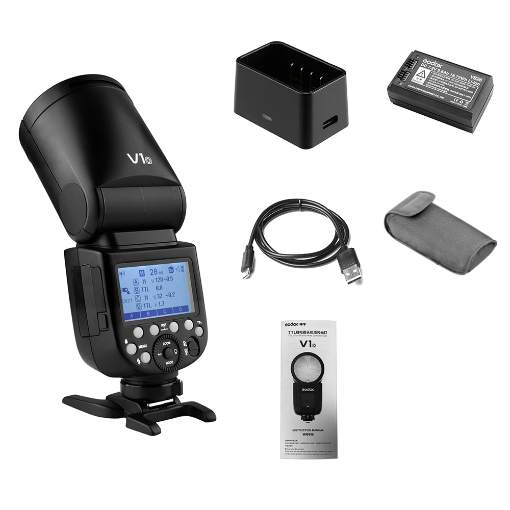 Профессиональный Godox V1O Камера фотовспышка "Speedlite" с круглым носком 2,4G для цифровой камеры Olympus Камера s Для Свадьба студийная для портретной съемки фон для фотосъемки