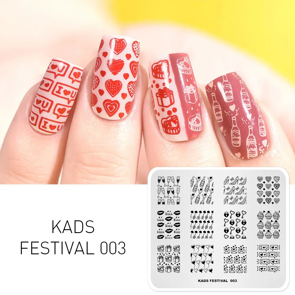 Festival 003 KADS Стемпинг 34 дизайнов цветы живоные геометрический шаблон Пластины для стемпинга Штамп для ногтей Трафареты для ногтей для М - Цвет: Festival 003