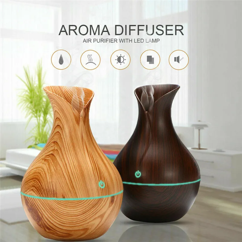 USB Electric Aroma air diffuser wood Ultrasonic air humidifier Essential oil Aromatherapy maker for home Or Office Incense