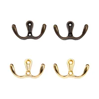 2pcs Double Head Hooks Wall Mounted Hanger w/screws Antique bronze/Gold Coat/Key/Bag/Towel/Hat Holder Bathroom Kitchen 53mmx30mm 2