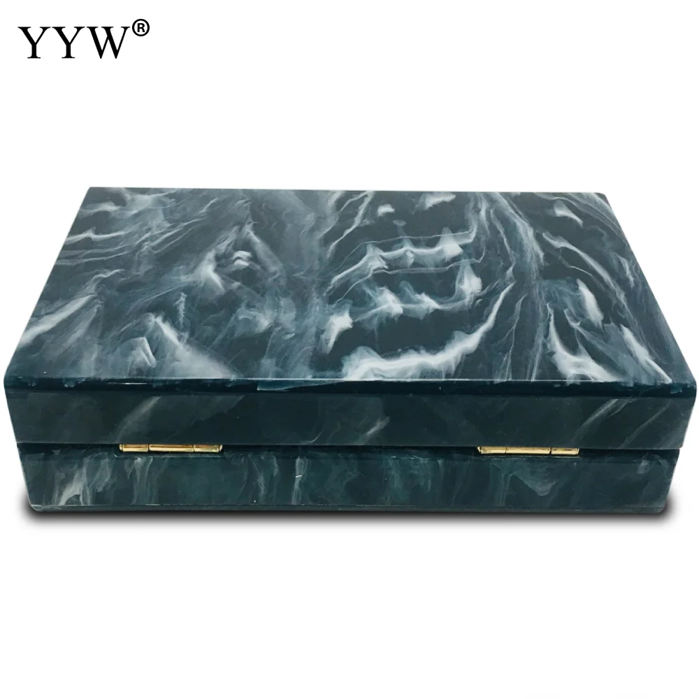 YYW акриловый клатч для вечеринки сумка Marbling зеленая коробка кошелек Золотые сумки на цепи через плечо для женщин Модные Дизайнерские клатчи