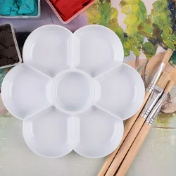Flower Shaped Plastic Palette 7 Holes Painting Dish Tray Mixing Palettes For Oil Acrylic Watercolor Gouache