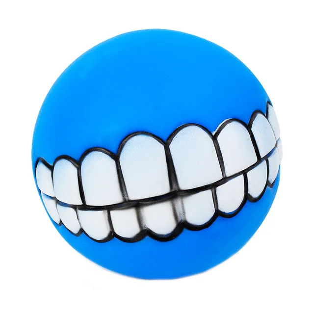 Rubber Squeaky Tooth Cleaning Smiling Ball Dog Toy