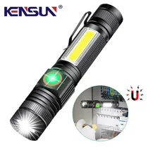 

Magnetic LED Rechargeable Flashlight With COB Sidelight 1200 Lumen Waterproof Zoomable 4 Modes for Camping Emergency