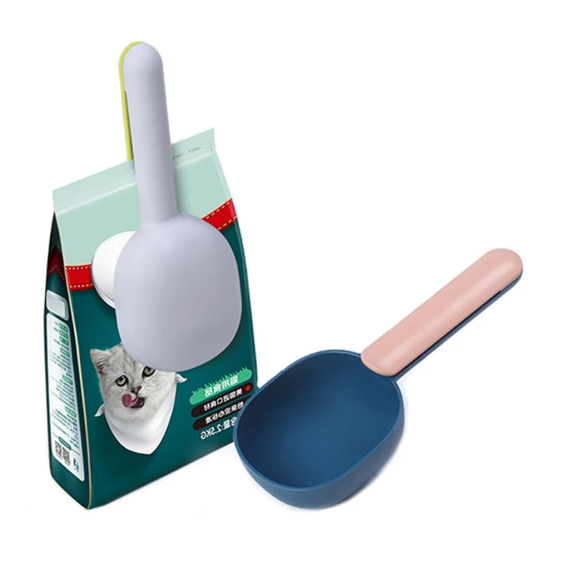 Pet Cat Dog Food Shovel Mutli-function Feeding Scoop Spoon with Sealing Bag Clip Creative Measuring Cup food dog feeder | Дом и сад