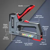 WORKPRO 6-in-1 Heavy Duty Staple Gun for Fixing Material Manual Nail Gun Wth Two Power Options for DIY Home Decor 2