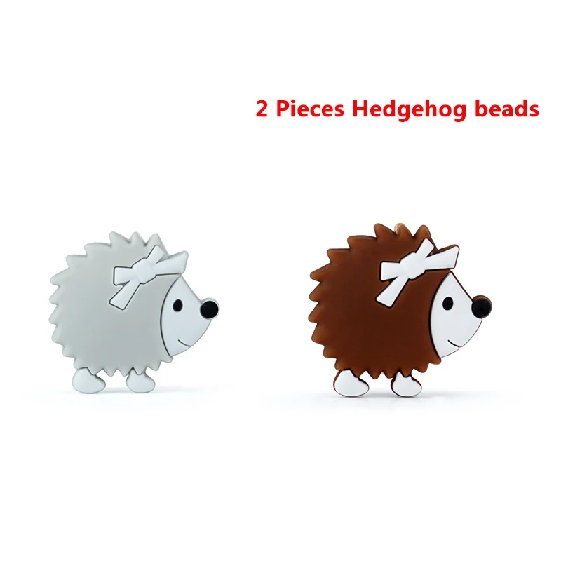 Hedgehog-2pcs Keep& Grow, 2 шт, силиконовые бусины, милые Мультяшные животные, щенок, кот, ежик, Детские Бусы для прорезывания зубов, BPA бесплатно, сделай сам, цепочка для соски - Цвет: Hedgehog-2pcs