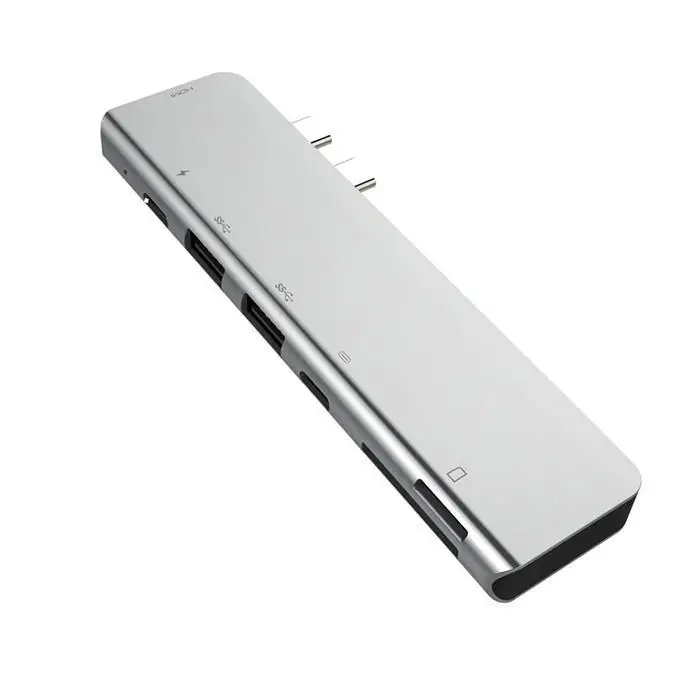 7 в 1 тип-c концентратор адаптер двойной USB-C двойной USB3.0 концентратор к HDMI SD/TF кард-ридер PD многофункциональная док-станция для MacBook Pro