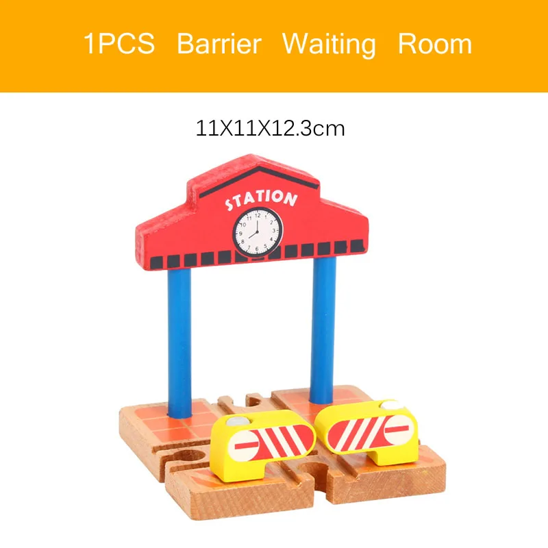 Wooden Train Track Accessories: Double Platform Gas Station & Airplane Airport Educational DIY Toy Set for Children