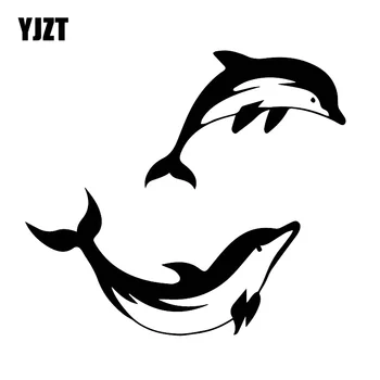 

YJZT 16CM*17.7CM（One Group）Car Side Door Window Personality Dolphin Sticker Funny Decal Black/Silver C30-0034