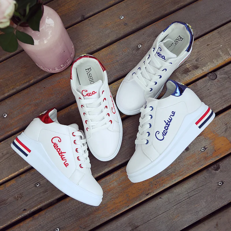 

White Shoes Women's Summer 2017 New Style Autumn Platform Sports Shoe Korean-style Versatile Elevator Students Casual Shoes