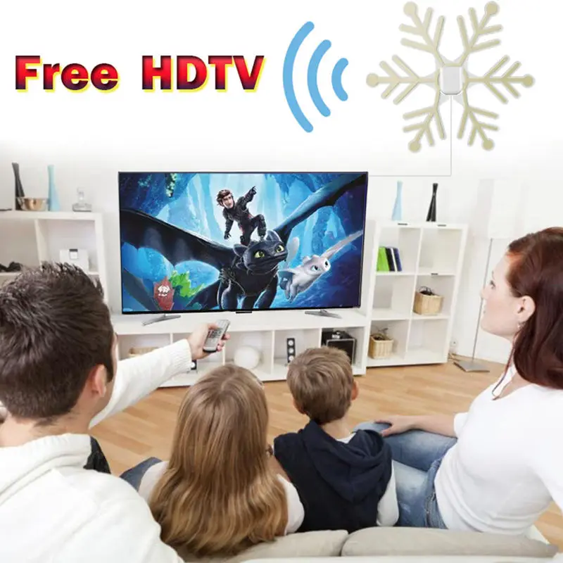 80 Miles 1080P Indoor Digital Tv Antenna Signal Receiver Amplifier Tv Radius Surf Fox Antena Hdtv Antennas Aerial Mini Dvb-T/T2