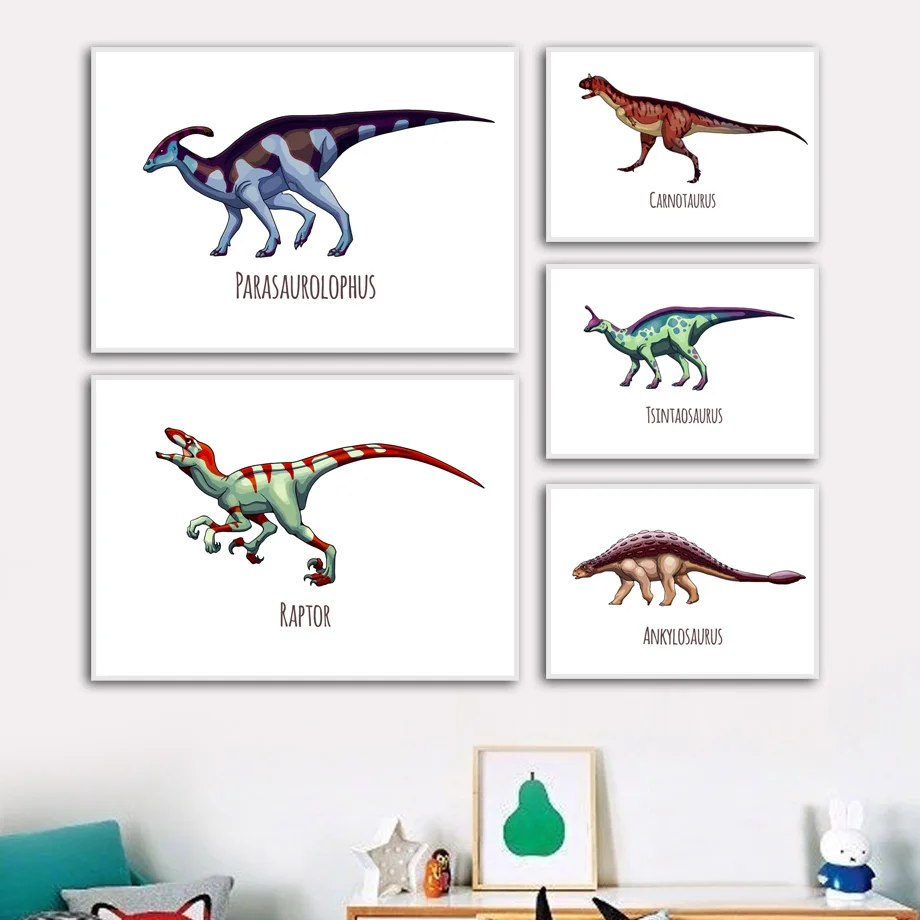 Raptor T-Rex Dinosaur Stegosaurus Wall Art Canvas Painting Nordic Posters And Prints Nursery Wall Pictures Baby Kids Room Decor Raptor T-Rex Dinosaur Stegosaurus Wall Art Canvas Painting Nordic Posters And Prints Nursery Wall Pictures Baby Kids Room Decor