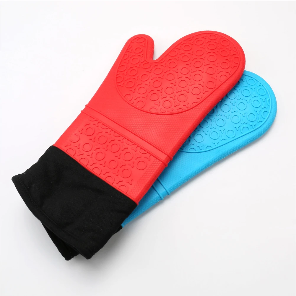 

1PC Silicone Heat Resistant Gloves Anti-slip Oven Gloves Non-Slip Textured Mitts Thickened Heat Resistant Gloves Kitchen Tool
