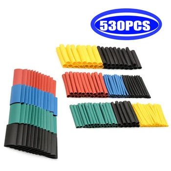 

127/140/164/328/530Pcs Assorted Polyolefin Heat Shrink Tubing Tube Cable Sleeves Wrap Wire Set 8 Size Multicolor/Black