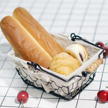 

Iron Art Wire Storage Basket With Cotton Lining, Fruit Breads Metal Egg Basket Kitchen Bathroom Hanging Baskets Handle Organizer