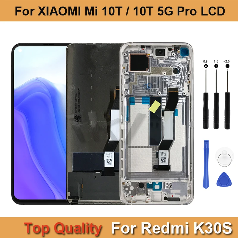 

ЖК-панель Mi 10T с рамкой и дигитайзером в сборе для Xiaomi Mi 10T, 6,67 дюйма