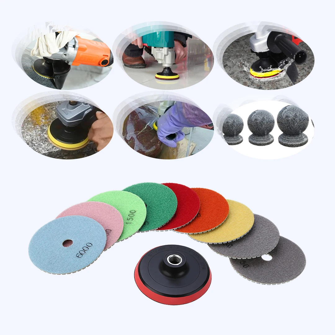 New 10pcs Diamond Polish Pads 4'' M14 Polishing Wheel Set Stone Concrete Marble Tool