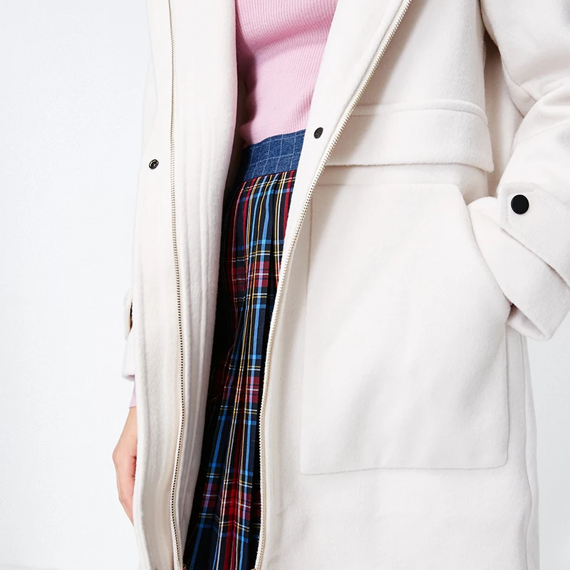 Vero Moda Женское шерстяное пальто средней длины из меха енота | 318327560