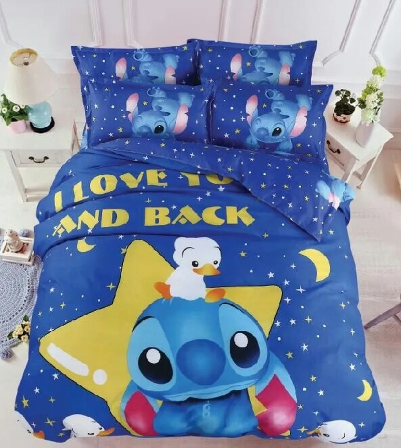 Disney Cartoon cartoon children's sheets Shi Dizai Minions cotton four-piece set Winnie the bear single bed sheet | Дом и сад