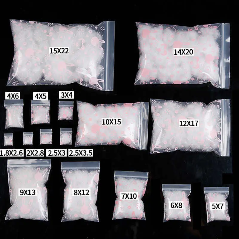 Pink Rabbit Small Plastic Zipper Bag Ziplock Bag Ziplock Pill Packaging Pouches Mini Zip lock Bags Plastic Packaging Bags 100pcs 4