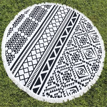

Black White Thick Large Beach Towel Microfiber Camping Picnic Swimming For Round Blanket Kids Beach Towels Adults Carpet Summer