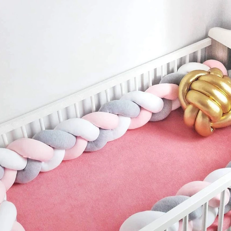Детская кроватка бампер завязанная узлом, заплетенная плюшевая детская колыбель Декор подарок для новорожденных Подушка Junior кровать сон