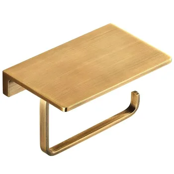 

Wall Mounted Brass Toilet Paper Holder Bathroom Supplies Mobile Phone Shelf