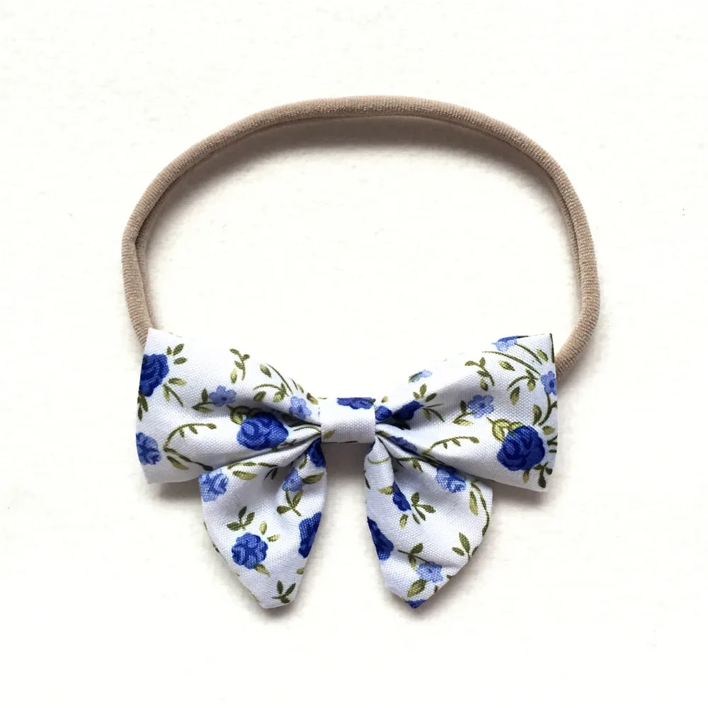 5pcs/lots Elastic Hair Bands Cotton Nylon Baby Girls bow Head Accessory Headbands Print Flower Bowknot Hairband