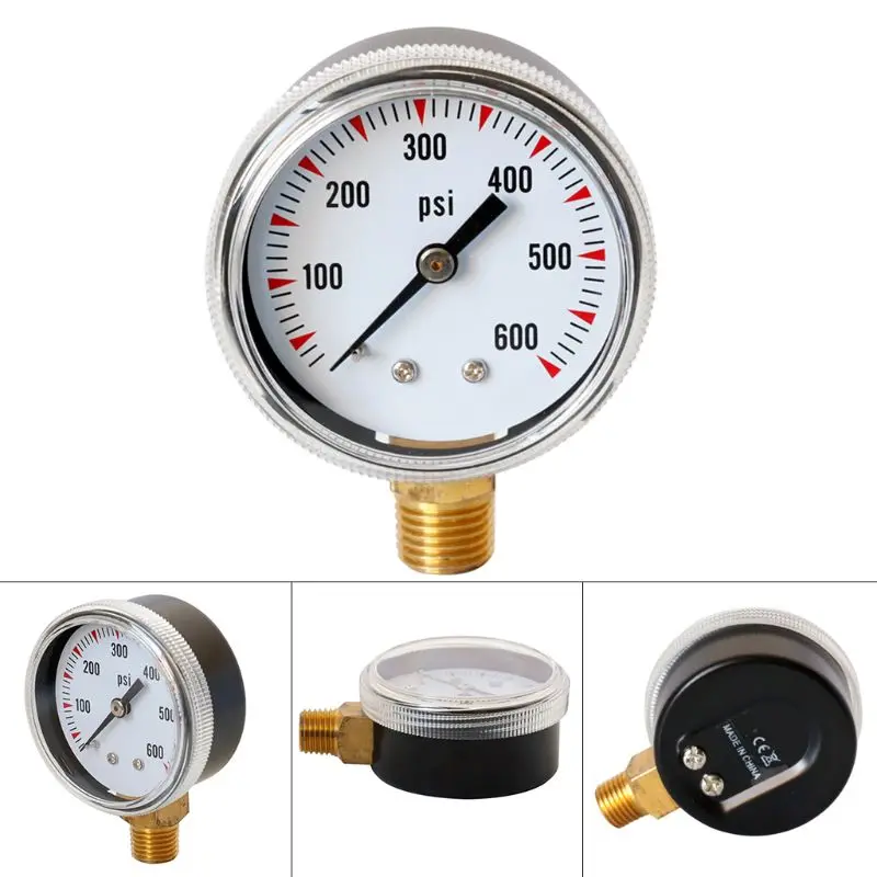 0-600 PSI " Циферблат 1/4" NPT латунный манометр Нижнее крепление манометр