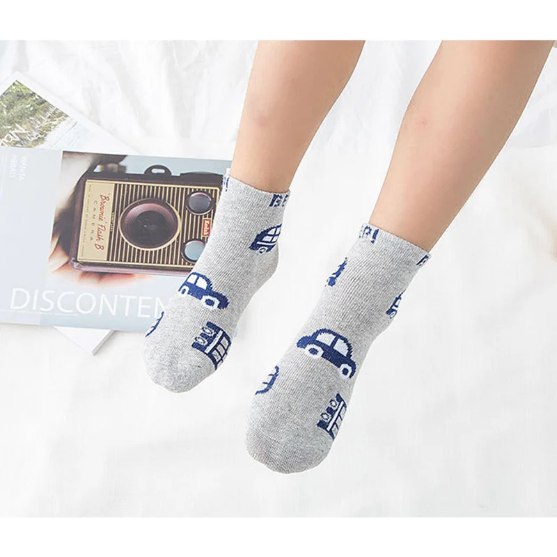 5 Pair Children Car Pattern Crew Socks Casual Cotton Soft Warm Breathable Socks Hot Sales